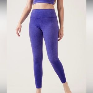 Athleta elation blue velvet tights size medium